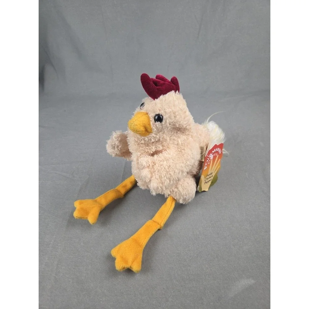 Folkmanis Cream Funky Chicken Hen Hand Puppet Plush Toy Farm Animal Bird NWT